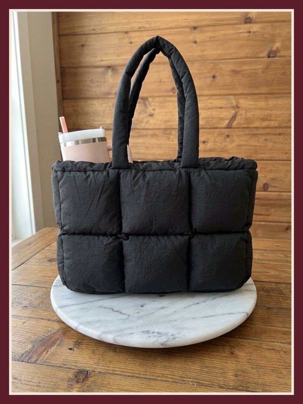 Women's Puffer Tote Bag Large Nylon Shoulder Purse Laptop Travel